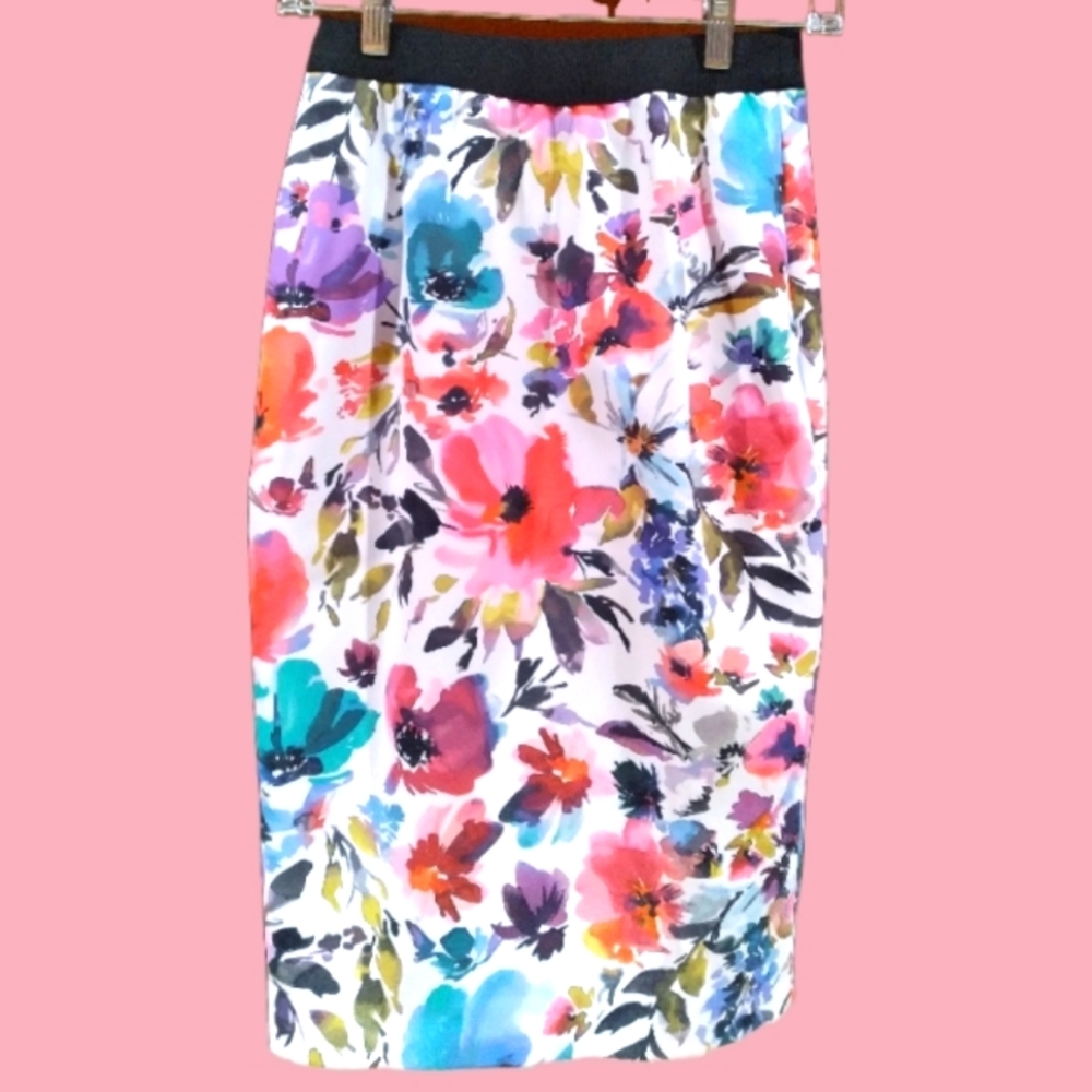 GILI Floral Pencil Skirt With Elastic Waist